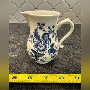 Royal Worcester Blue Sprays Cream Pitcher w/Face Spout Floral Bone China England